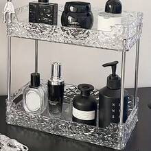 1pc 2/3 Tier Vanity Organizer Rack, Transparent Desktop Storage Box Display Shelf, Perfume Skincare Cosmetics Holder Tray - Clear - View 3