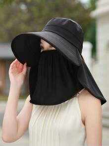 Women's Summer Sun Protection Wide Brim Bucket Hat, 3-In-1 Neck Cover Face Mask, Breathable UV Protection Sun Hat - Sun Hat - View 5