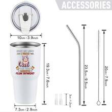 30oz Stainless Steel Tumbler Black White Options,  Crazy Lady I Prefer Dedicated Feline Enthusiast Graphic Cups, Insulated Travel Coffee Mug With Lid And Straw , Double Wall Vacuum Reusable Travel Cups, Funny Birthday Party Gift For Women & Men - 白色 - 查看 3