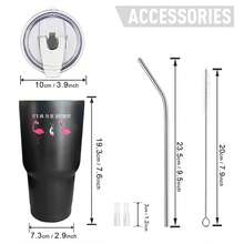 30oz Stainless Steel Tumbler Black White Options,  It's Ok To Be Different Flamingo Design Graphic Cups, Insulated Travel Coffee Mug With Lid And Straw , Double Wall Vacuum Reusable Travel Cups, Funny Birthday Party Gift For Women & Men - 黑色 - 查看 3