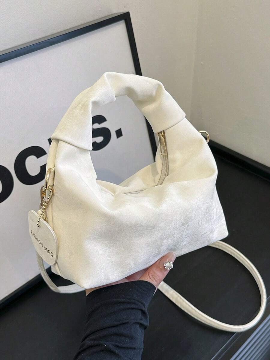 Women's Handbag With Cloud Pleats, Solid Color, Stylish With A Knot, Suitable For Going Out. - trắng - Xem 1