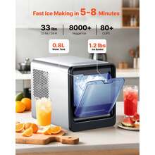 Máquina de Hielo en Pepitas de Encimera 15 kg/24 h, Máquina de Hielo Masticable en Pepitas Autolimpiable con Cuchara, Tanque de Agua de 0,8 L, para Hogar, Cocina, Oficina, Bar, Fiestas - 15 kg/24 horas - Ver 2