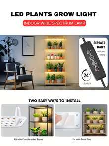 Bộ đèn LED siêu mỏng, quang phổ đầy đủ, hỗ trợ tăng trưởng cây trồng, có hẹn giờ 3/9/12 giờ và 10 mức độ sáng, thích hợp trồng cây dưới tủ bếp, có các tùy chọn 1/2/3/4/5/6 tấm đèn. - trắng - Xem 2