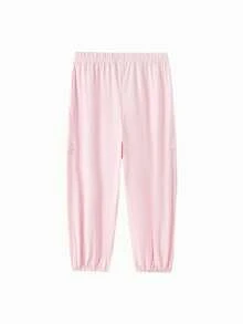 Balabala 2026夏季男女童休闲裤，透气轻便，拼接设计，清凉舒适 - 白紅色 - 查看 2