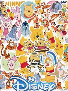 50 buah Stiker Kartun Disney Winnie The Pooh & Piglet, Cocok untuk Dekorasi Koper dan Laptop - 1 Set - View 12