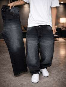 Dazzling Men's Original Plus Size Wide-Leg Balloon Jeans - 銀色 - 查看 2