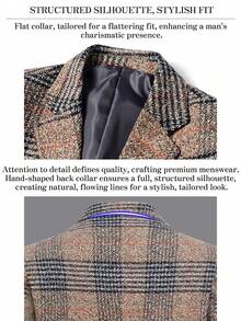 男士经典千鸟格纹西装外套 - 秋冬季百搭商务休闲外套 - 紫紅色 - 查看 4