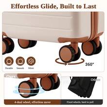 Suitcase Cabin Size Carry On 20 24 28 Inch 3 Piece Set Hard Shell Lightweight Spinner Wheels Combination Lock Telescopic Handle Travel Luggage - Milky - View 6