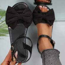 Sandal quai ngang màu nâu cổ điển mùa hè, sandal đế mềm hở mũi có nơ dành cho học sinh, kiểu dáng casual để đi bộ. - màu đen - Xem 14