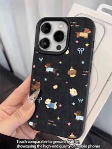 Dog 1pc Cute Puppy Pattern Litchi Texture Anti-Fall Anti-Slip Soft Phone Case, Compatible With Apple, Phones - Multicolor - View 3