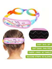 2副/套 儿童泳镜，适合3-12岁儿童，防拉扯头发，带可调节头带 - 彩色 - 查看 2