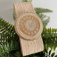 1条女士复古PP草编弹力腰带，时尚简约百搭束腰带，适合搭配连衣裙 - A - 查看 4