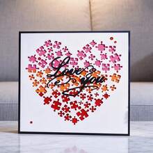 创意爱情拼图模具，DIY剪贴簿相册和压花模板，贺卡制作工具，卡片纸切割工艺品，礼品卡制作模板模切。 - 銀色 - 查看 1