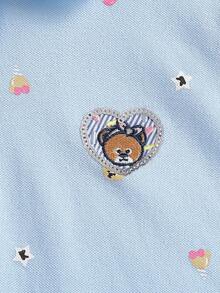 Áo thun ngắn tay in họa tiết toàn thân kiểu sinh viên dành cho nữ sinh, mùa hè. - Màu xanh nhạt - Xem 5