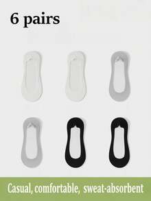 1/3/6双装春夏冰丝船袜，女士防滑，防后跟滑脱，隐形袜，薄款低帮袜，透气凉爽袜 - 彩色 - 查看 32
