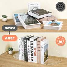 Sujetalibros acrílicos festoneados 4 unidades soportes decorativos transparentes antideslizantes minimalistas para libros archivos CD y videojuegos moderno organizador minimalista para - Transparente - Ver 4