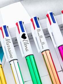 100支装多色定制办公学习用品圆珠笔，四合一塑料圆珠笔，可用于记日记、高亮、标记，方便携带，是送给家人、同事、朋友、父母、笔友、圣诞节、感恩节的理想礼物。 - 電鍍四色筆 - 查看 2