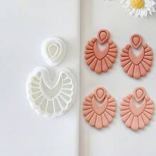 2pcs/Set Retro Fan-Shaped Soft Clay Earring Mold DIY Jewelry Pendant Shaping Cutter Tool Set - White - View 6