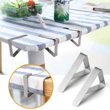 6pcs Stainless Steel Tablecloth Clip, Adjustable Tablecloth Clip, Triangular Fixed Clip - Multicolor - View 1