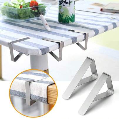 6 piezas Clip para mantel de acero inoxidable, Clip ajustable para mantel, Clip triangular fijo
