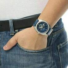 Fossil Men's Quartz Leather Three-Hand Watch Stainless Steel Case/Scratch Resistant Glass FS5262 - Blue - View 2