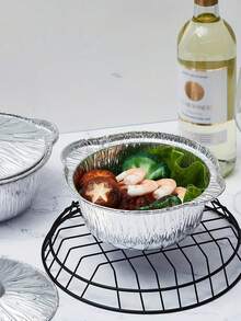 Cốc bánh bằng giấy bạc có nắp, hộp tròn bằng nhôm dùng một lần có nắp, hộp đựng thức ăn dùng một lần thích hợp cho kỳ nghỉ, du lịch, cắm trại, nướng bánh, hâm nóng và nấu nướng. - Xem 5