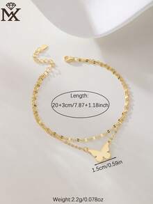 SYMFNY 925 Sterling Silver Lightweight Luxury Double-Layer Butterfly Pendant Anklet, Women's High-End Jewelry Gift For Summer Beach Vacation - Yellow Gold - View 5