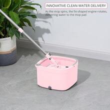 Mopa giratoria y cubo Mopa de piso inteligente con compartimentos separados para agua limpia y sucia, autolimpieza con 2 almohadillas lavables a máquina, edición limitada de primera salida color rosa - Rosa - Ver 4