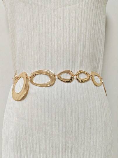 1 pieza Cinturón de mujer estilo bohemio y exagerado de metal