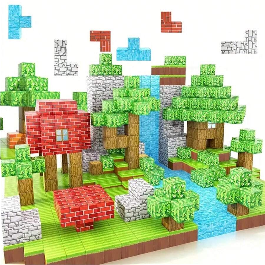 Magnetic Building Blocks, Magnetic Toy Blocks, Magnetic Cubes, Magnetic Square Toys, Sensory STEM Toys, Magnetic Building Blocks Starter Set - Develop STEM Skills, Inspire Creativity, Perfect Sensory Gift, Improve Problem-Solving Ability, Travel & Outdoor Games (Random Color)