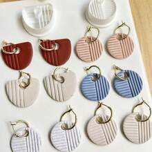 1个/2个迷你简约几何形状软陶模具，适用于手工耳环软陶模具，线条吊坠工艺首饰制作模具，打造精美首饰 | 优雅耳环设计 | 塑料刀具 - 白色 - 查看 7