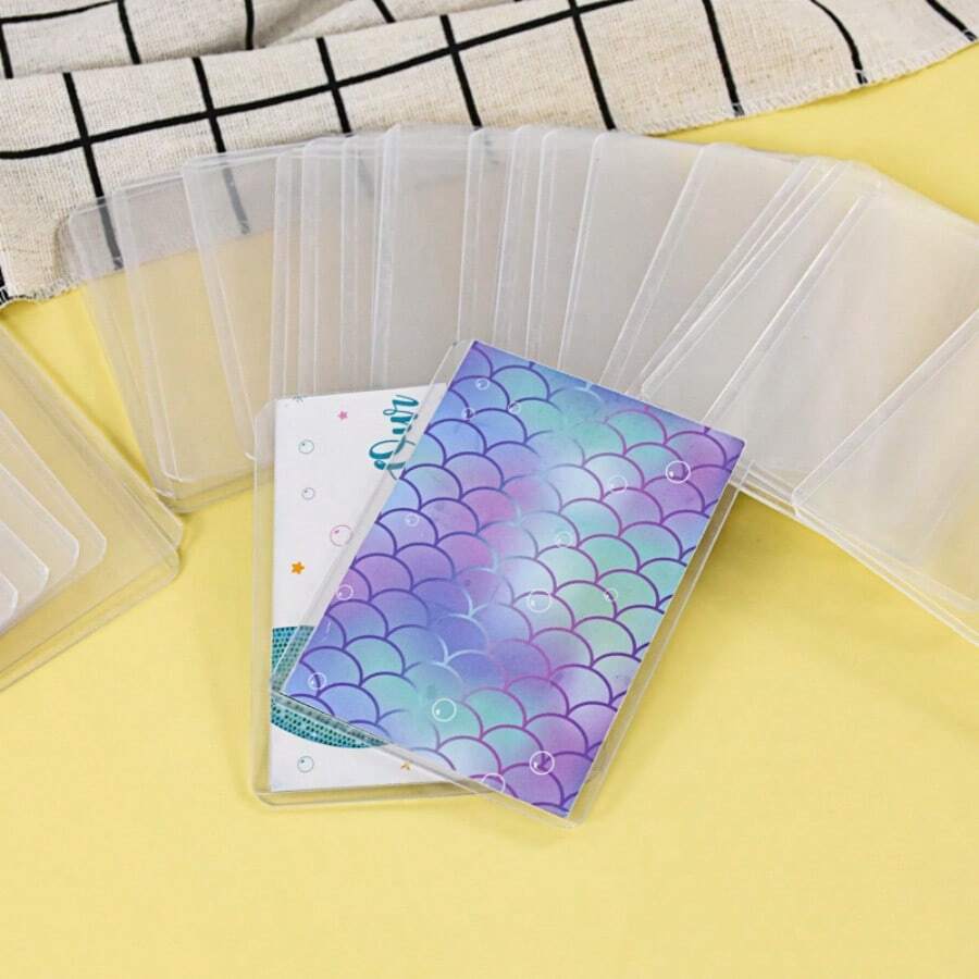 10pcs PVC Waterproof Case, Double-Sided Transparent Card Cover Sleeves Game Card Holder Protector Idol Photocard Card Photo Protective Cover Hard Bank Bus Id Card Storage - Multiple Styles - View 1