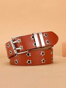 New Studded Belt, Gothic Style Double Buckle, Unisex Fashion Casual Punk PU Leather Belt For Jeans, Y2K - Multicolor - View 8