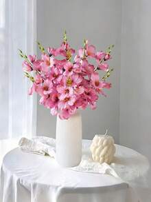 6pcs/12pcs 55cm Artificial Silk Narcissus & Magnolia Flowers, Home Living Room Wedding Tabletop Decor, Romantic Theme - Hot Pink - View 5