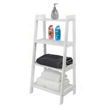 White Display Stand Bookcase Storage Unit 4 Tier Ladder Shelf For Bathroom - Multicolor - View 5