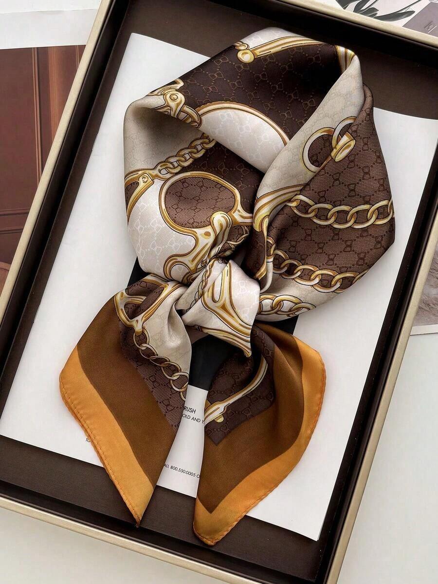 1pc Fashion Paisley Print Scarf, Women's Headscarf, Daily Wear Shawl Neck Scarf Headband, Floral Pattern, Suitable For Dresses - 咖啡連鎖店 - 查看 1