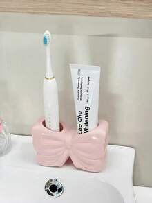 1pc/2pcs Bow-Shaped Toothbrush Holder, Bathroom Vanity Toothbrush & Toothpaste Storage Rack, Base Stand - Multicolor - View 5