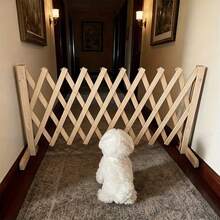 Wooden Pet Fence, Retractable Dog Gate, Indoor Safety Barrier, Suitable For Home, Bedroom, Doorway And Stairs - Easy To Install, For Indoor Dogs - Apricot - View 5