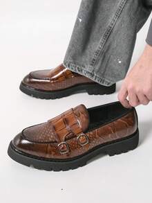Giày lười da giả họa tiết hình thoi thời trang mới, đa năng, phù hợp cho văn phòng, nhà ở và mọi mùa. - màu nâu - Xem 3