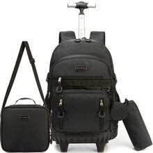 Set de 3 piezas de mochila con ruedas para niños, que incluye mochila para niñas, equipaje con ruedas para niños, bolsa de almuerzo y estuche de lápices, adecuado para estudiantes de escuela primaria - Mochila con ruedas - Ver 16