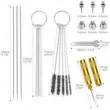 21-Piece Airbrush Nozzle Cap Kit With Needles And Cleaning Tools - Airbrush Needle Replacement Parts For 0.2/0.3/0.5 Mm Sizes - như hình - Xem 7