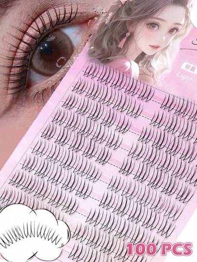 100pcs Personal DIY False Eyelashes, Easy To Wear, Reusable, For Daily Makeup, Eyelash Bundles, Individual Lashes