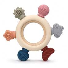 1pc Baby Silicone Wooden Teething Ring, Colorful Multi-Shape, Easy To Grip, Great Gift For Easter, Thanksgiving, Halloween, Christmas - Multicolor - View 11