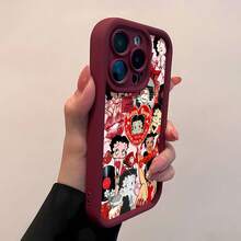 ベティ・ブープのレトロコラージュ電話ケース。 17、 16 Pro Max、 15 Pro Max、 13、 12に対応。高級電気メッキ仕上げのオールソフトTPU素材を使用。クリーミーな波型テクスチャ。フルエッジ保護。正確なカットアウト。ぴったりフィット。快適なグリップと優れた質感。家族、友人、愛する人、ボーイフレンド、ガールフレンド、クリスマスに最適なギフト。 - レッドCZ33 - チェックする 3