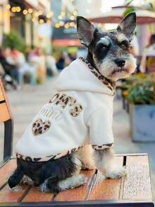 PETCIRCLE 1件宠物衣服，狗狗猫咪室内外通用服装，适合小型犬、幼犬、幼猫，可爱舒适的连帽衫系列，妈妈的小宝贝卫衣 - 白色 - 查看 2