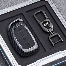 Carcasa moderna de llavero de fibra de carbono ABS 3/4 botones para Tucson, Santa Fe, Rena, Sonata, Elantra, Creta, Ix35, Ix45, I10, I30, I40 con entrada sin llave - Inicio con 4 teclas - Ver 16