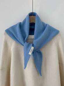1pc Women's 100% Wool Triangular Scarf Multi-Functional Warm Knitted Scarf . Suitable For Dates, Casual And Formal Occasions - Sky Blue - View 10