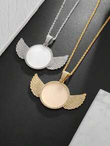 1 pieza Collar con colgante de alas de ángel de metal minimalista, adecuado para uso diario de hombres, conmemoración fotográfica AGHL - Collar colgante - Ver 11