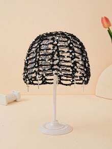 1 chiếc mũ len móc thủ công hình chữ thập đính sequin rỗng dành cho nữ, thích hợp cho trang phục mùa xuân và mùa hè. - A - Xem 7