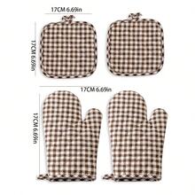 1pc Coffee Plaid Heat Resistant Glove And Pad Set, Double-Sided Quilted Washable Heat Proof Glove, Suitable For Daily Use, Cooking, Baking Gift Set - View 5